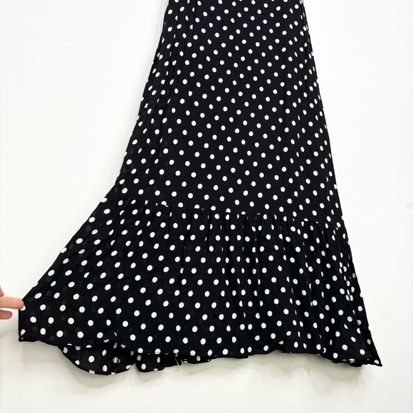 Reformation Black Polka Dot Off-Shoulder Midi Dress - Picture 7 of 14